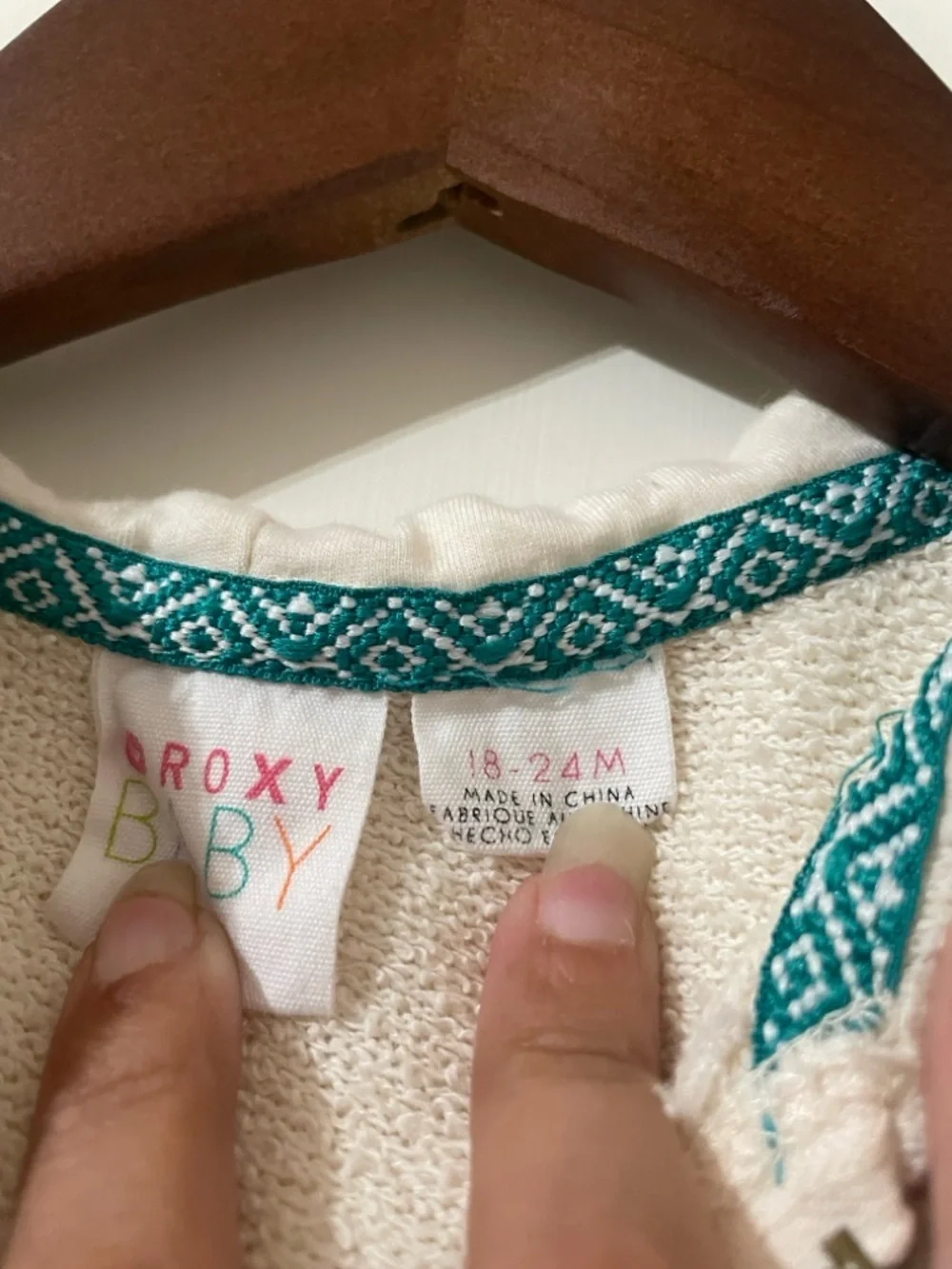 Roxy Baby Bohemian Chevron Zip-Up Hoodie - Ivory/Pastel - 18-24M